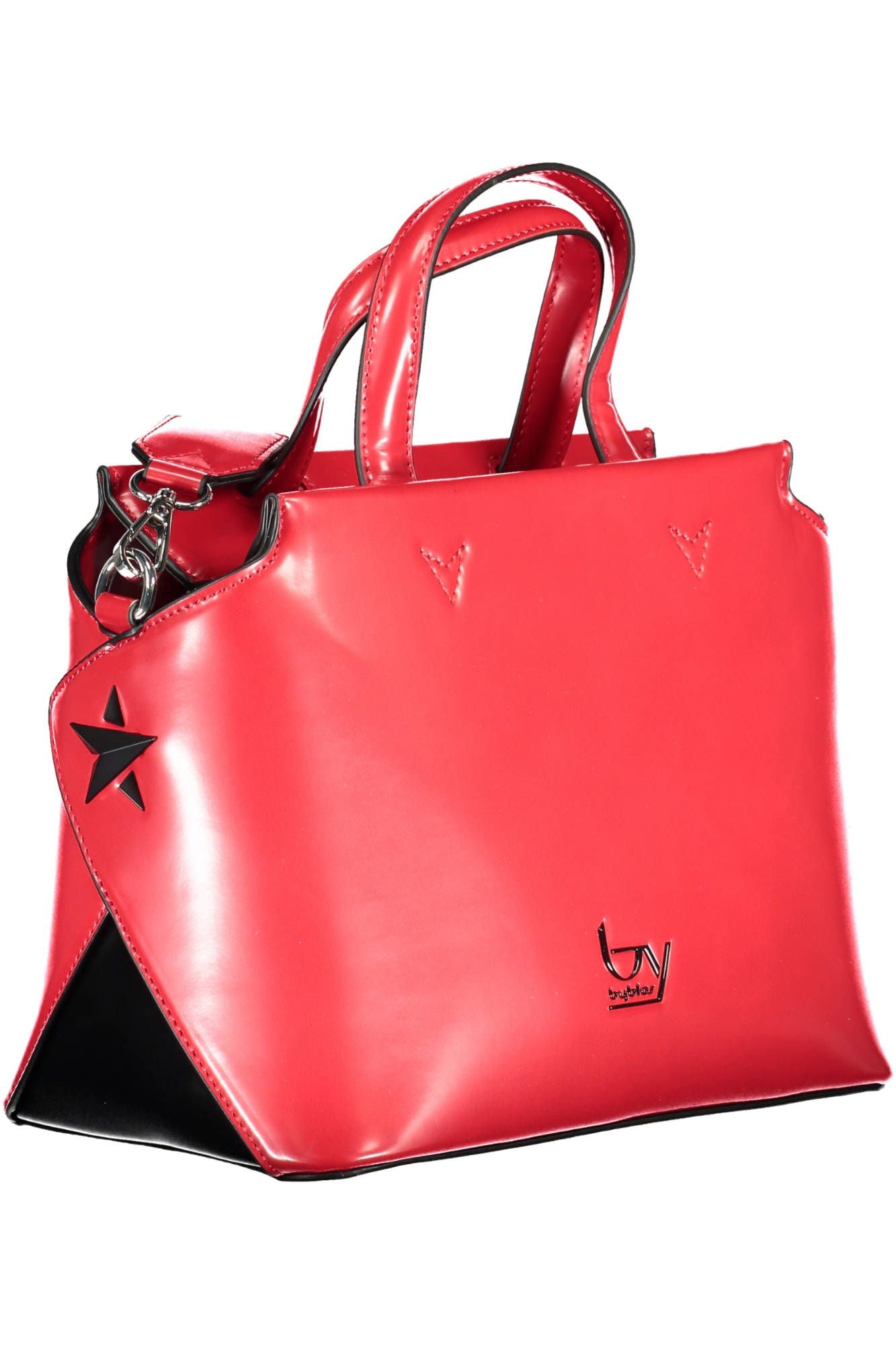 Elegant Red Satchel with Contrasting Details