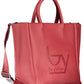 Chic Red Two-Handle Bag with Shoulder Strap
