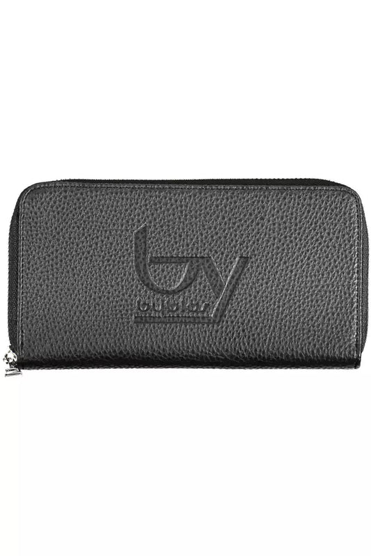 Sleek Black Tri-Compartment Wallet with Coin Purse