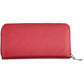 Elegant Red Polyurethane Wallet with Zip Closure