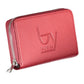 Elegant Red Tri-Compartment Wallet with Logo