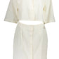 Chic White Cotton Dress with Embroidery Detail