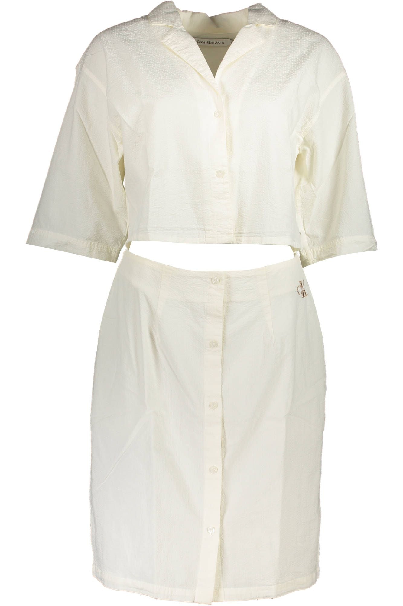 Chic White Cotton Dress with Embroidery Detail