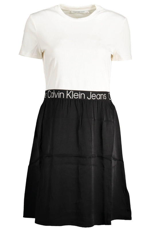 Chic Short Sleeve Dress with Contrasting Skirt
