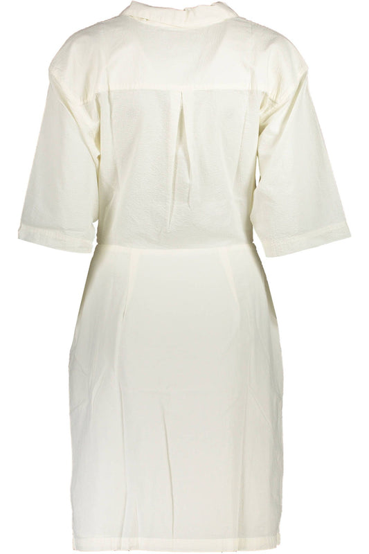 Chic White Cotton Dress with Embroidery Detail