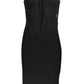 Elegant Black Halter Neck Dress with Embroidery