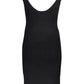 Elegant Black Halter Neck Dress with Embroidery