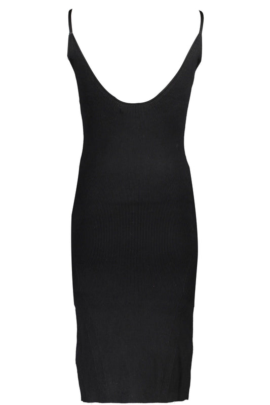 Elegant Black Halter Neck Dress with Embroidery