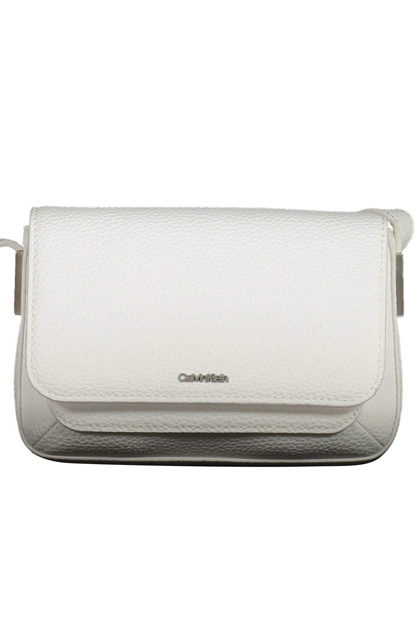 Eco-Chic White Shoulder Bag with Logo Detail