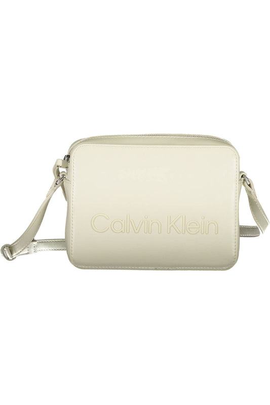 Elegant White Shoulder Bag with Zip Closure