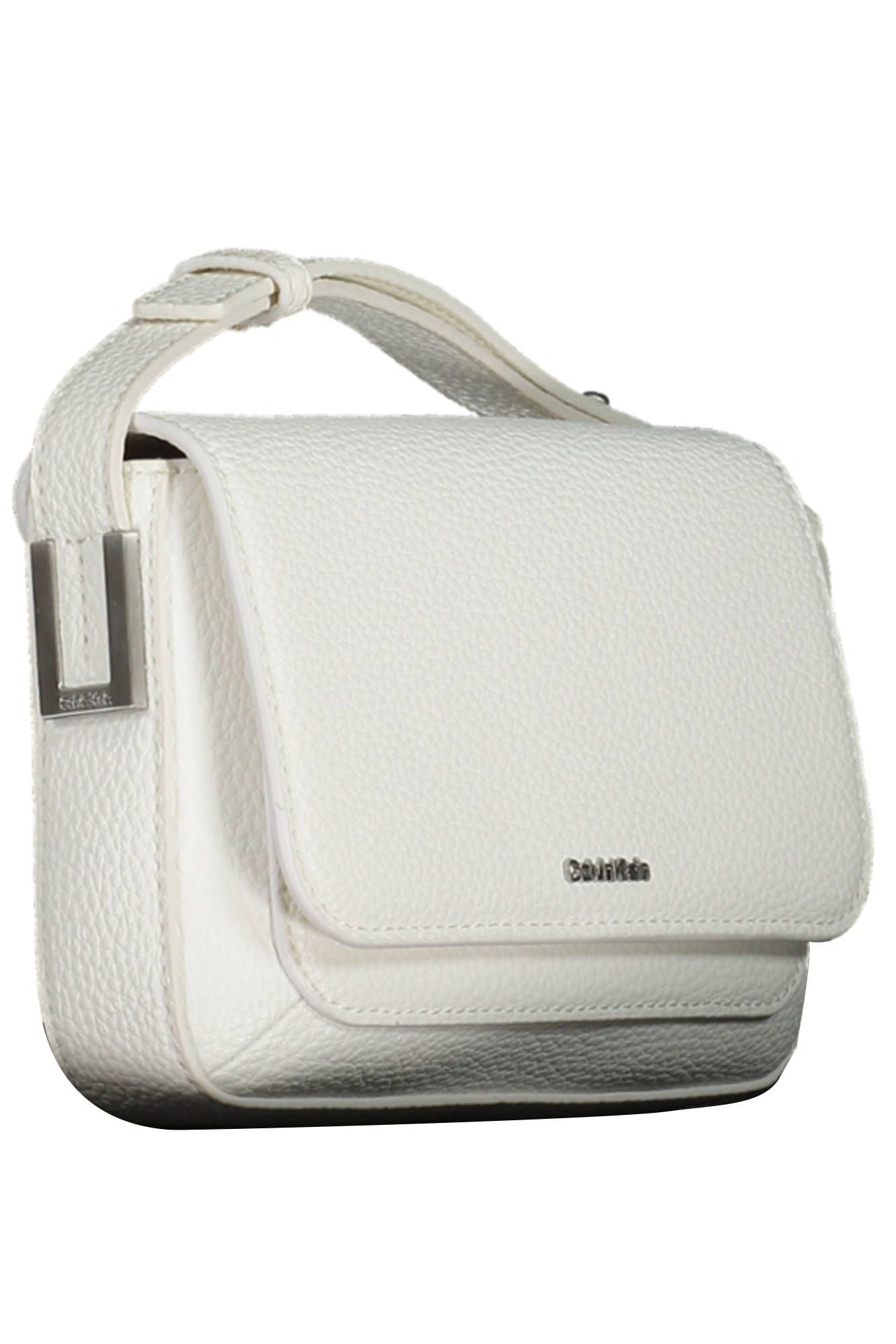 Eco-Chic White Shoulder Bag with Logo Detail