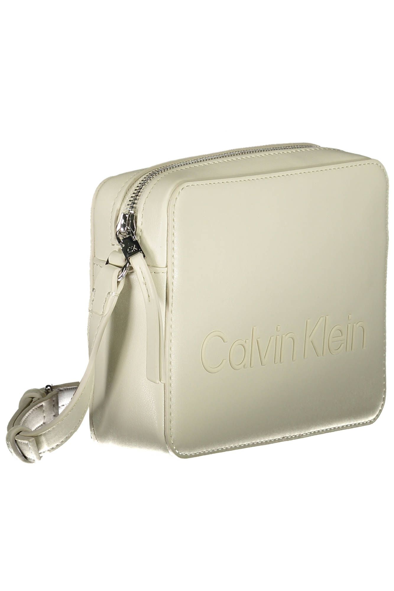 Elegant White Shoulder Bag with Zip Closure