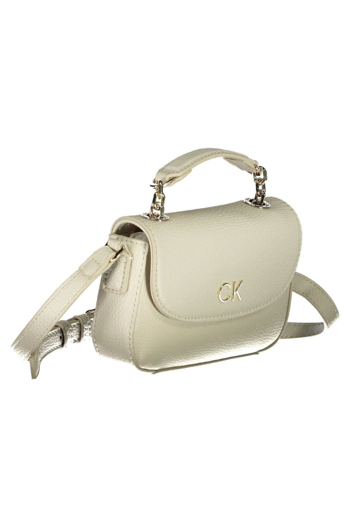 Elegant White Chain Handle Evening Bag