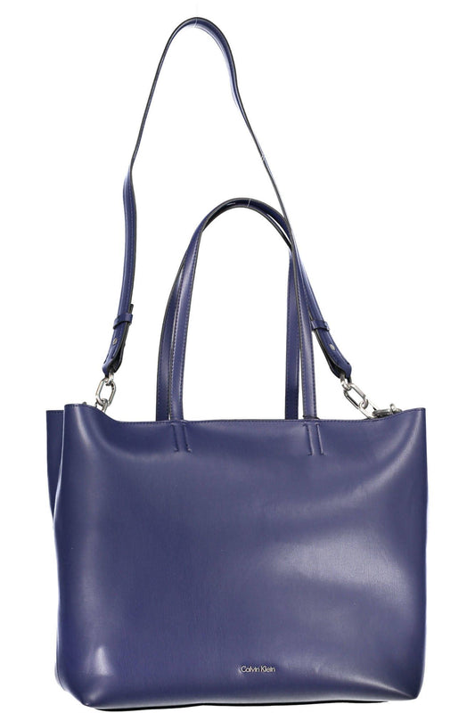 Elegant Blue Satchel with Chic Logo Detail