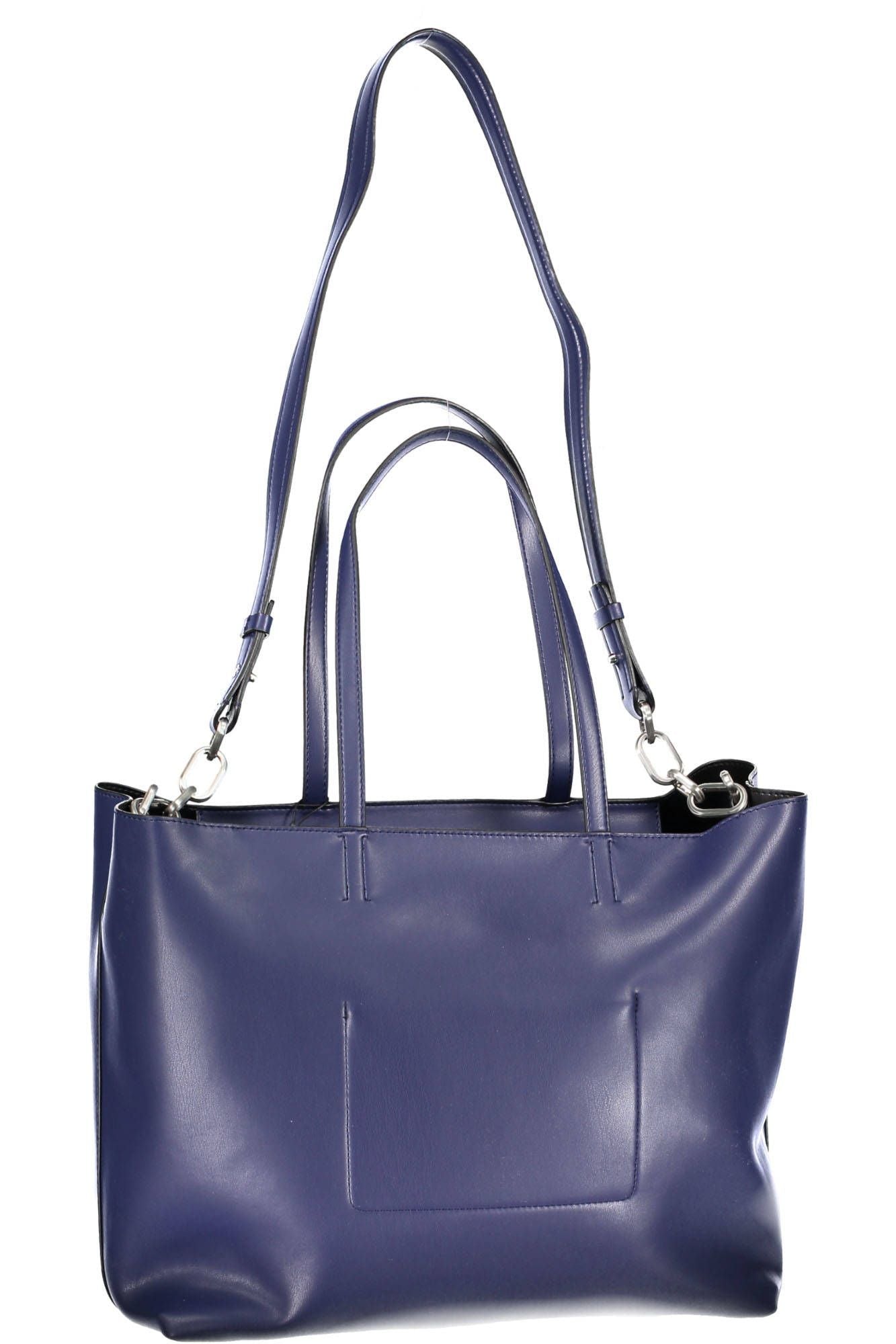 Elegant Blue Satchel with Chic Logo Detail