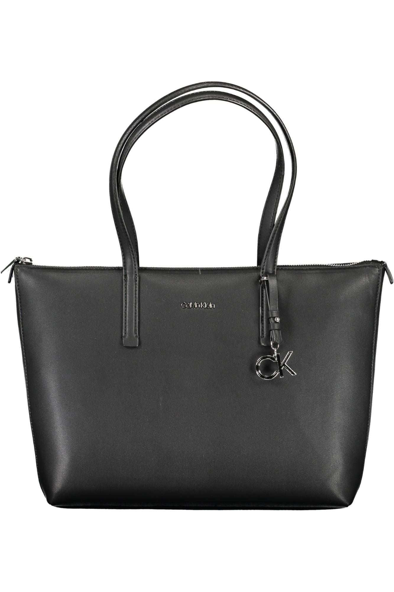 Elegant Black Polyester Handbag with Logo