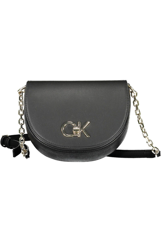 Elegant Twist Lock Shoulder Bag in Black