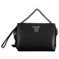 Sleek Black Polyurethane Shoulder Bag