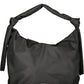 Elegant Black Shoulder Bag with Logo Appliqué
