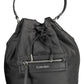 Elegant Black Bucket Bag with Contrasting Details
