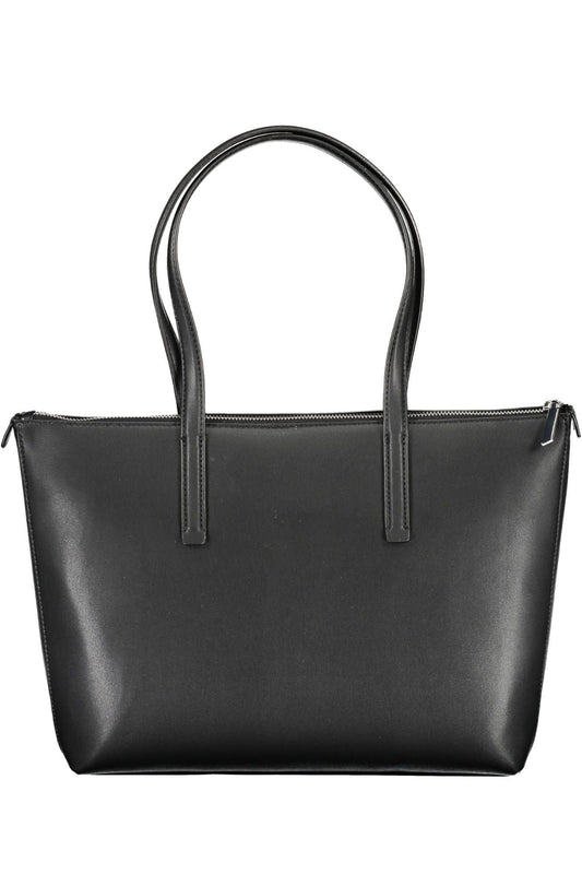 Elegant Black Polyester Handbag with Logo