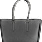 Elegant Black Shoulder Bag with Triple Compartments