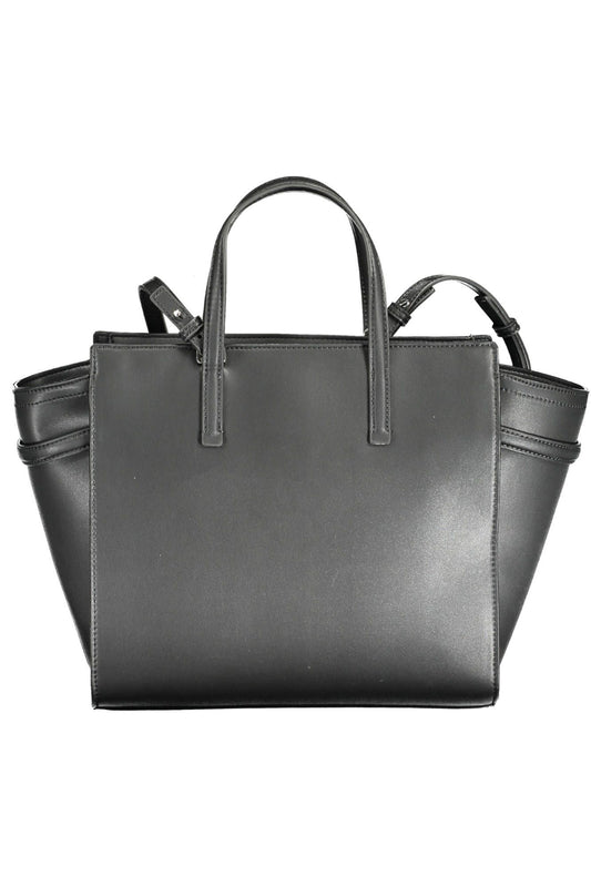 Elegant Black Handle Bag With Contrasting Details