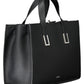 Elegant Two-Handled Black Handbag with Logo