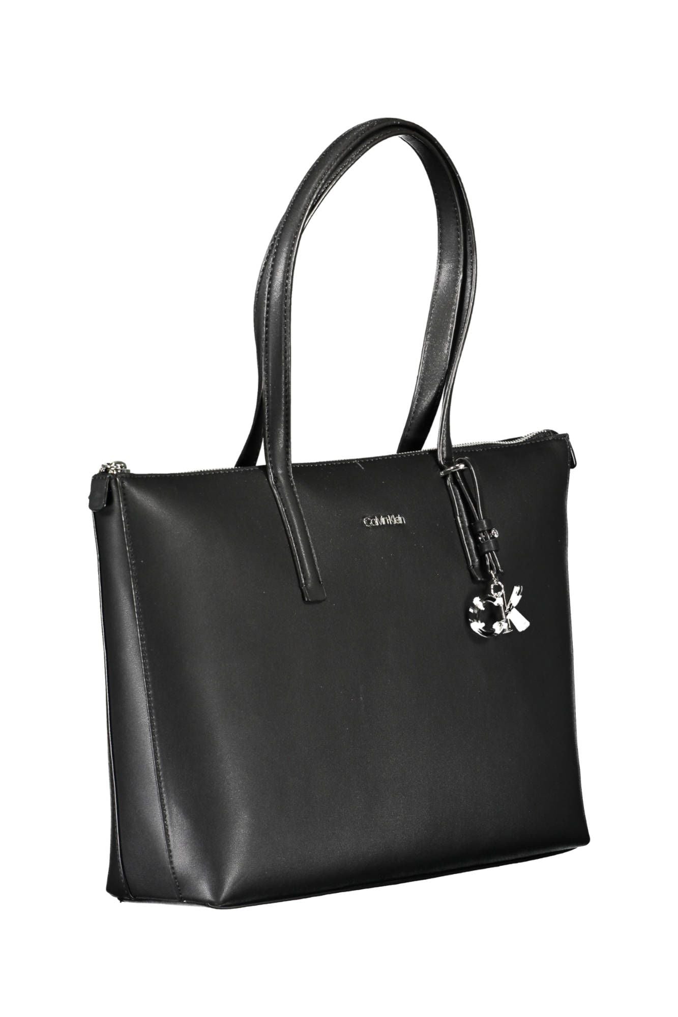 Elegant Black Polyester Handbag with Logo