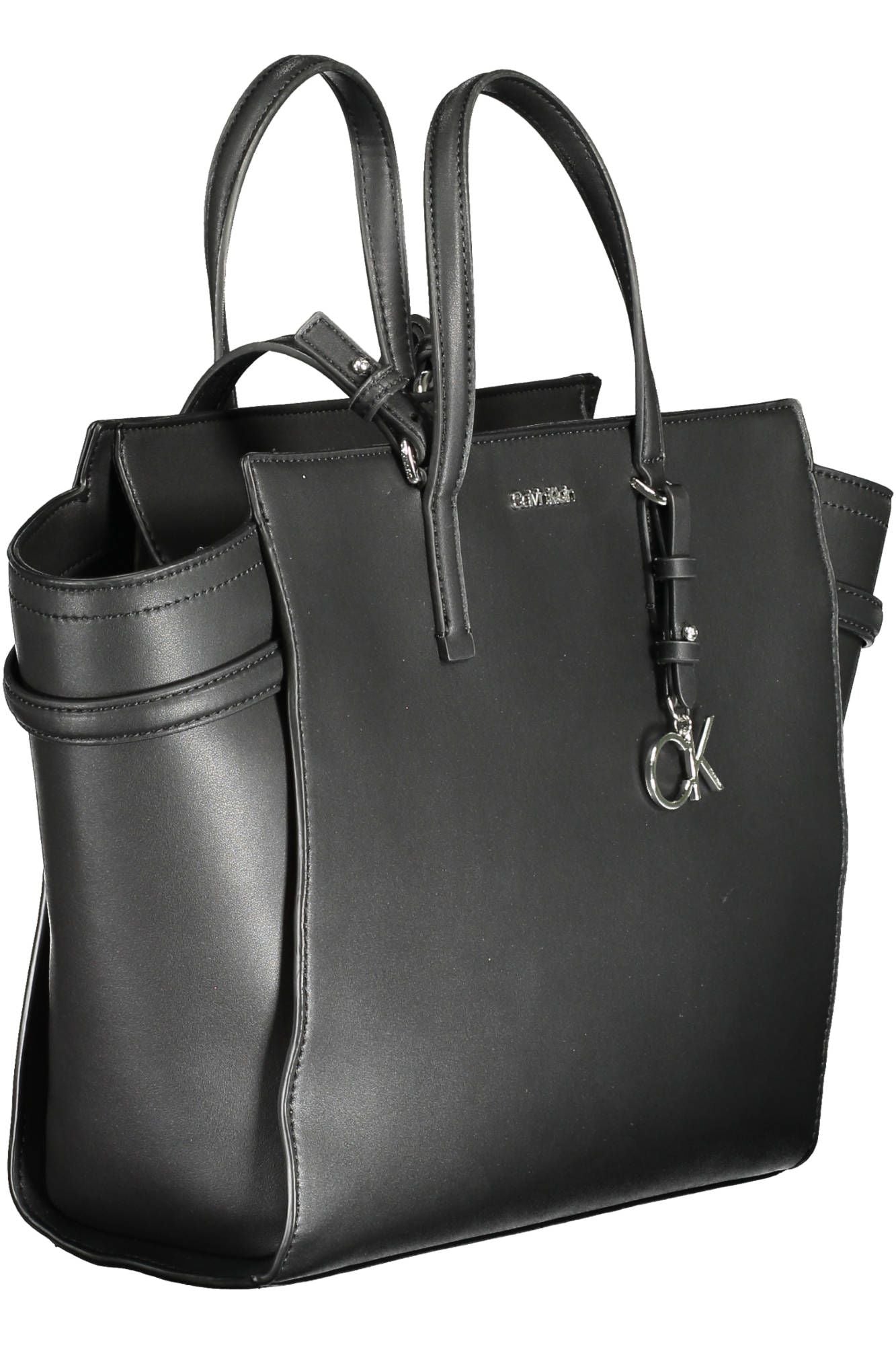 Elegant Black Handle Bag With Contrasting Details