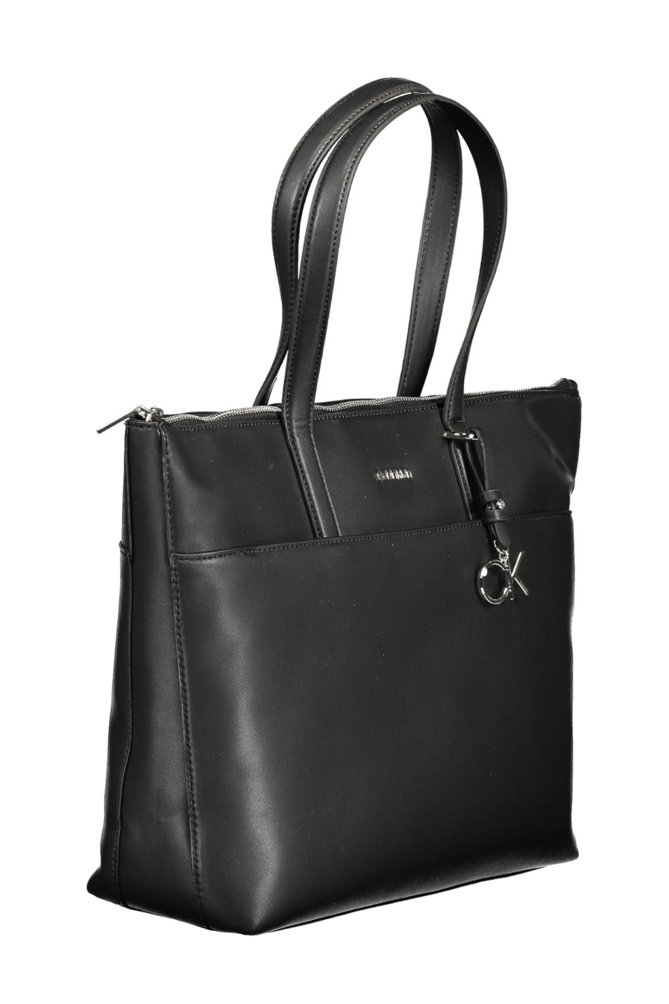 Elegant Black Shoulder Bag with Contrasting Details