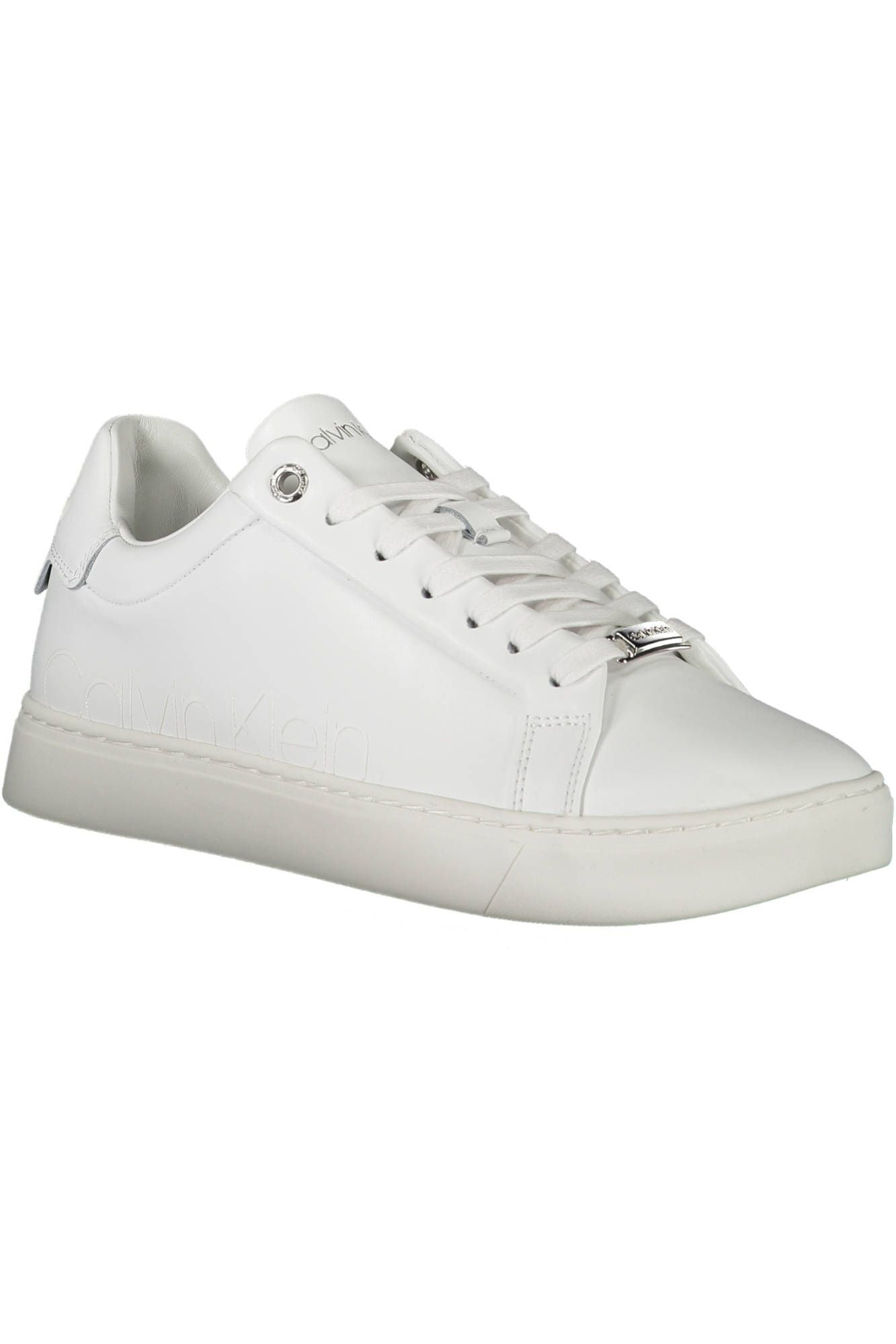 Eco-Conscious White Sneakers with Logo Lacing