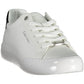 Sleek White Contrasting Lace-up Sneakers