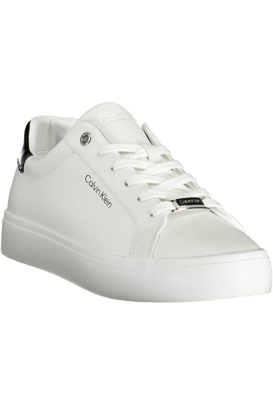 Chic White Lace-Up Sneakers with Contrasting Details