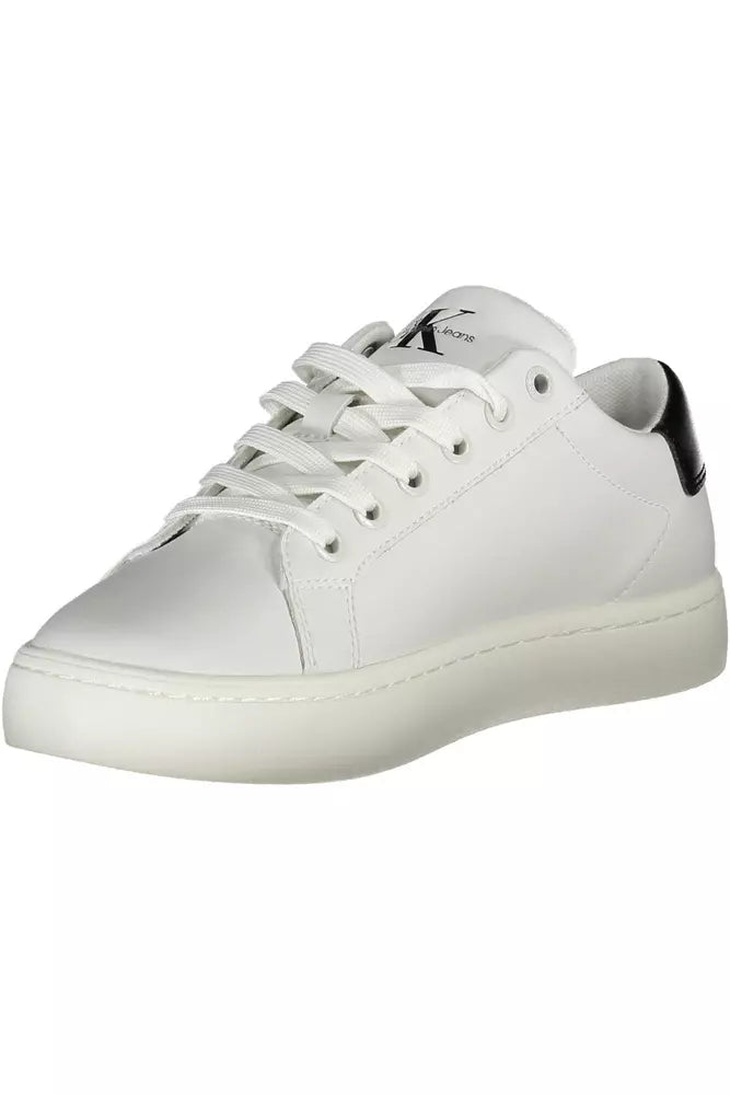 Chic White Lace-Up Sneakers with Contrasting Details