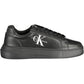 Sleek Black Recycled Sneakers with Logo Accent