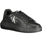 Sleek Black Recycled Sneakers with Logo Accent