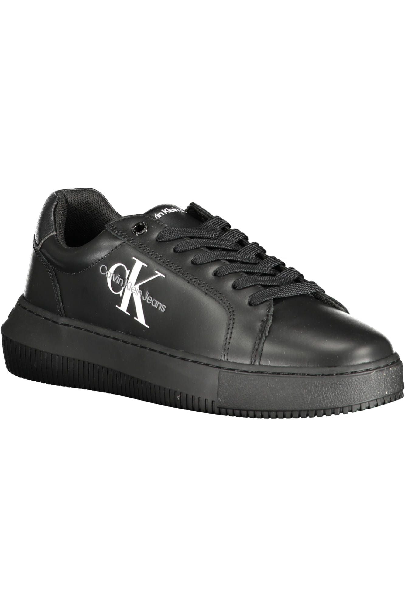 Sleek Black Recycled Sneakers with Logo Accent