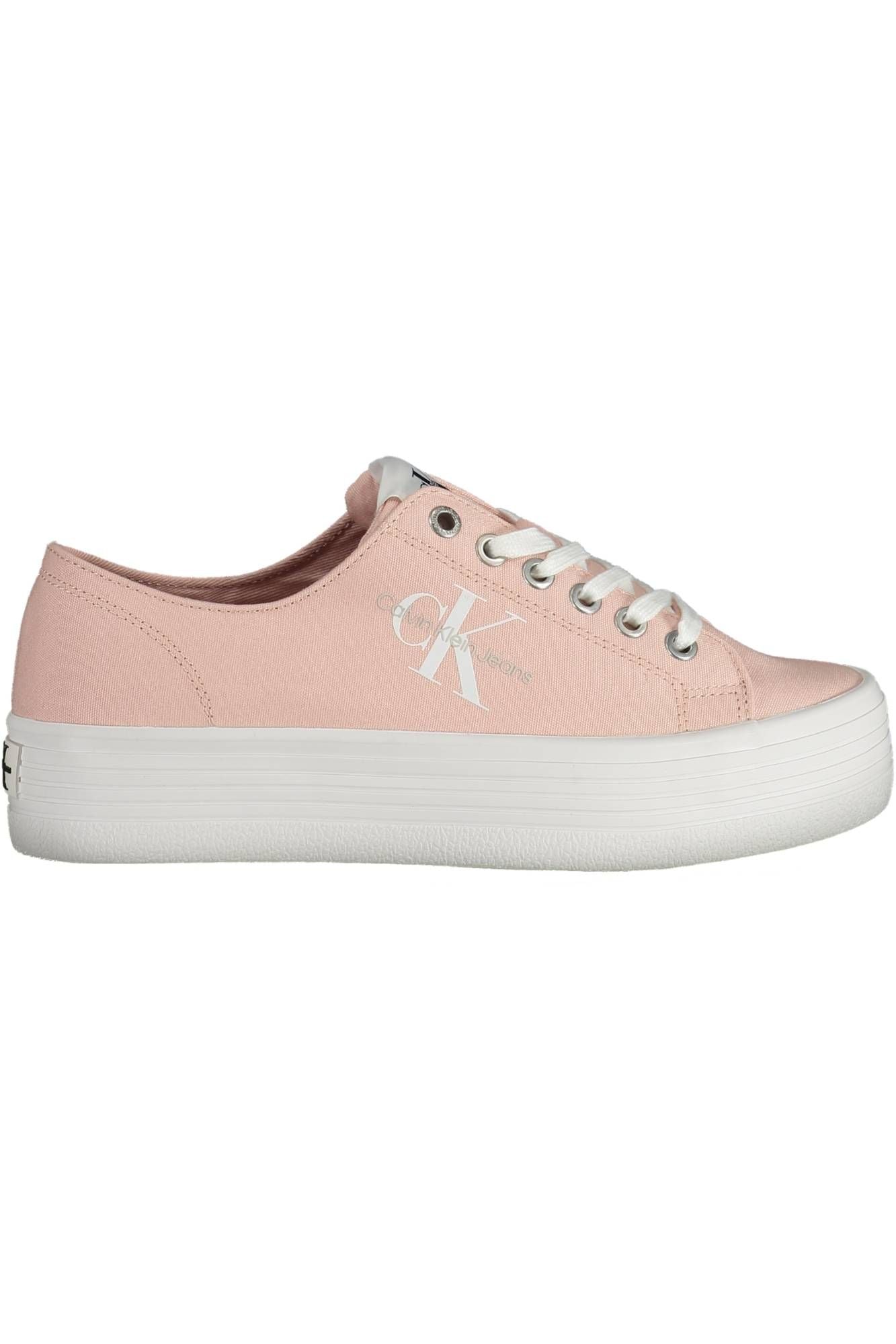 Chic Pink Lace-Up Sneakers with Contrasting Soles