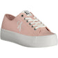 Chic Pink Lace-Up Sneakers with Contrasting Soles