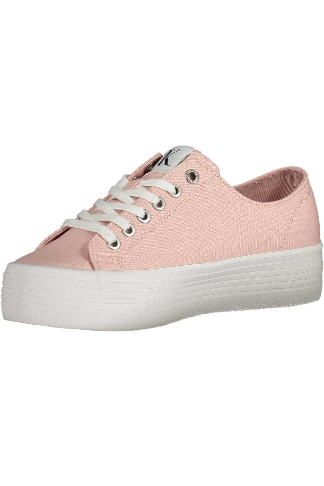 Chic Pink Lace-Up Sneakers with Contrasting Soles