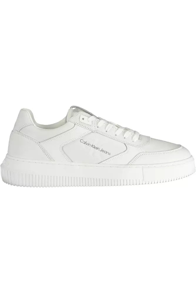 Sleek White Lace-Up Sport Sneakers