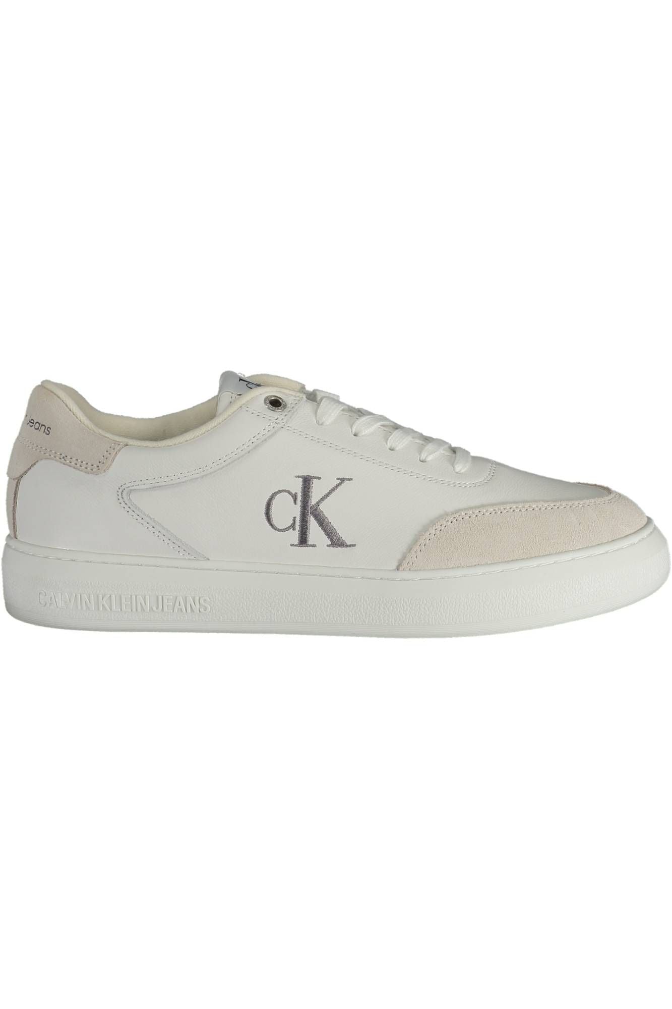 Sleek White Sports Sneakers with Embroidery