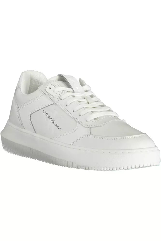 Sleek White Lace-Up Sport Sneakers