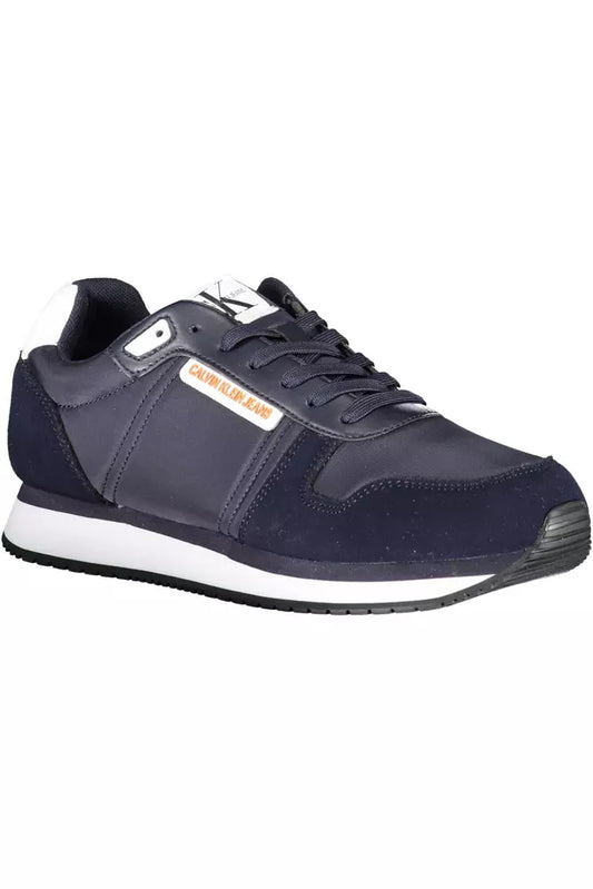 Sleek Blue Lace-Up Sport Sneakers with Contrast Sole