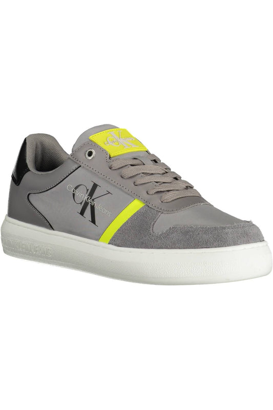 Sleek Gray Sports Sneakers with Contrasting Details