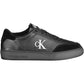 Sleek Black Sports Sneakers with Embroidery Detail