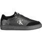 Sleek Black Sports Sneakers with Embroidery Detail