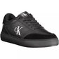 Sleek Black Sports Sneakers with Embroidery Detail
