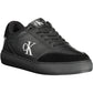 Sleek Black Sports Sneakers with Embroidery Detail